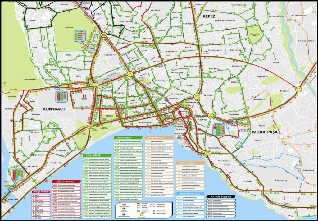 Antalya Büyükşehir Belediyesi Şehir İçi Otobüs Güzergâhı