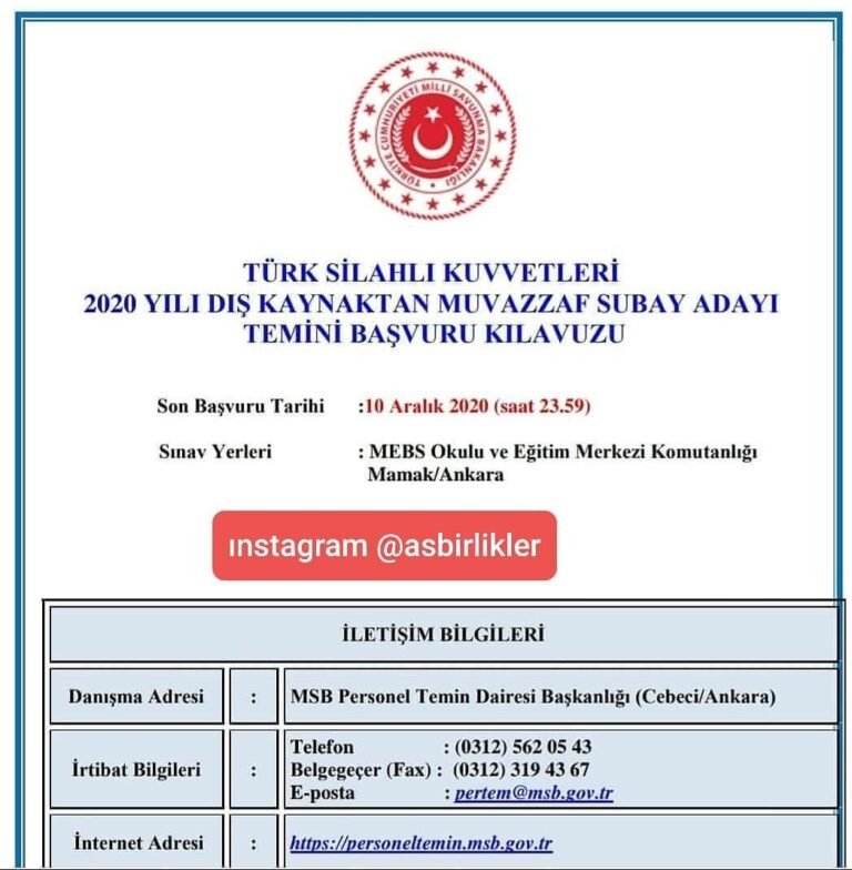 2020 Muvazzaf Subay Alımı Kılavuzu: Dönem Arşivi