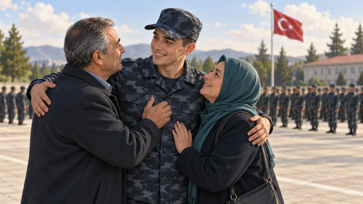 Yemin töreni sonrasında aileyle buluşmayı temsil eden illüstrasyon