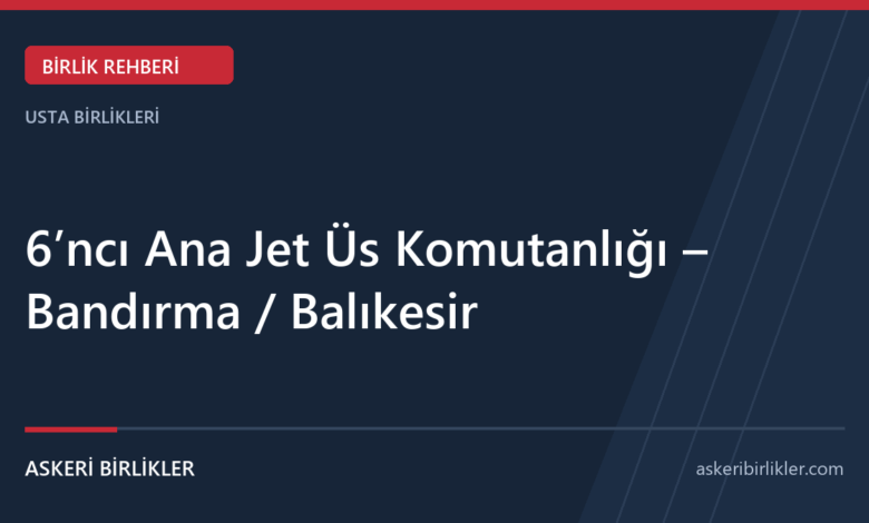 6’ncı Ana Jet Üs Komutanlığı – Bandırma / Balıkesir 11’inci Hudut Tugay Komutanlığı – Kilis rehber kapağı