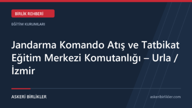 Jandarma Komando Atış ve Tatbikat Eğitim Merkezi Komutanlığı – Urla / İzmir rehber kapağı