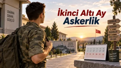 İkinci altı ay askerlik kararını temsil eden asker ve takvim illüstrasyonu